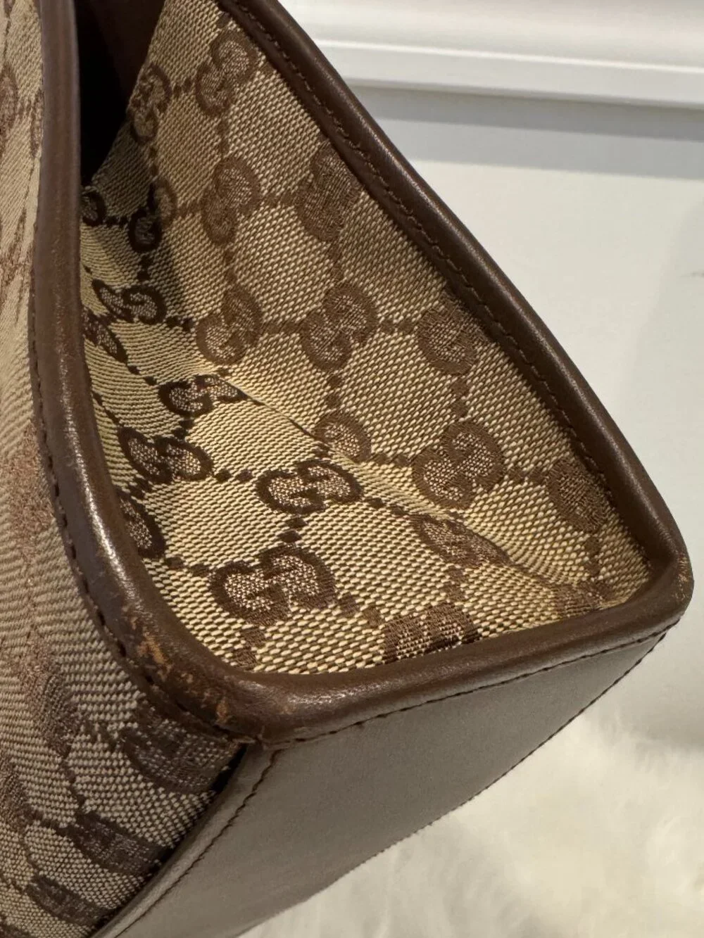 Vintage Gucci Jackie Bardot Shoulder Bag GG Monogram Canvas Brown